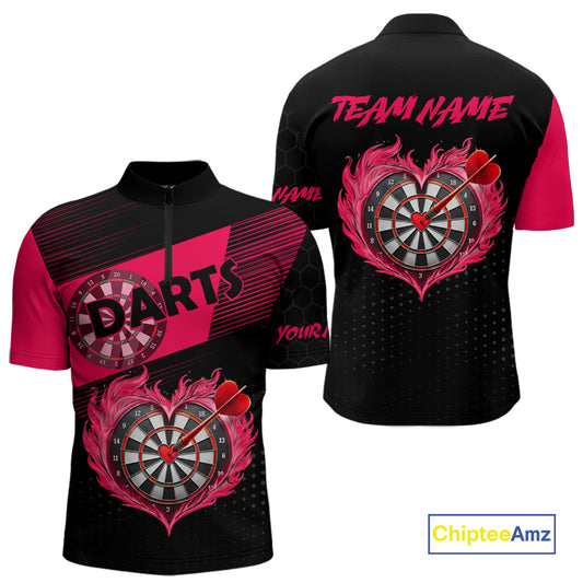 Personalized Pink Dart Shirt for Couples Valentine Dart Jersey for Men Dartboard Shirt for Team DHT9