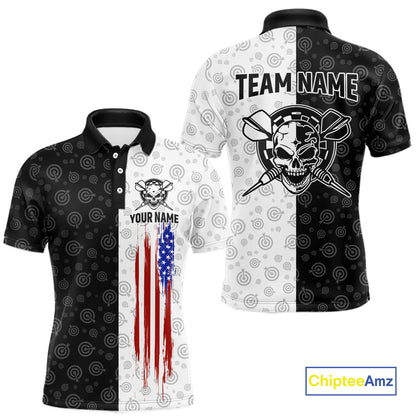 Custom American Flag Dart Team Shirt for Men Skull Darts League Jersey DHT58