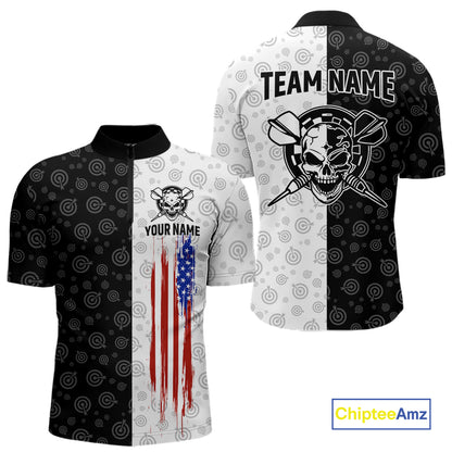 Custom American Flag Dart Team Shirt for Men Skull Darts League Jersey DHT58
