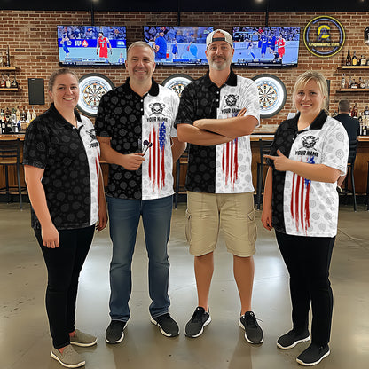 Custom American Flag Dart Team Shirt for Men Skull Darts League Jersey DHT58