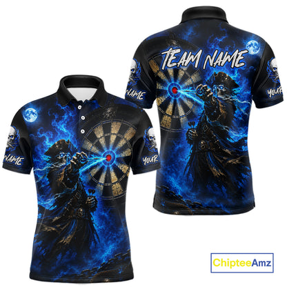Custom Skeleton Pirate Dart Shirt for Men Turquoise Dart Jersey Polo & Quarter-Zip DHT59
