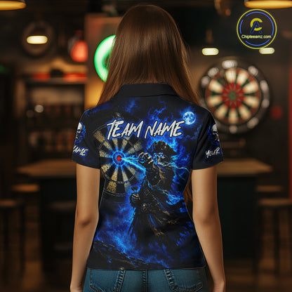 Custom Skeleton Pirate Dart Shirt for Women Blue Dart Jersey Polo & Quarter-Zip DHT60