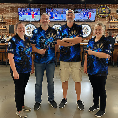 Custom Skeleton Pirate Dart Shirt for Men Turquoise Dart Jersey Polo & Quarter-Zip DHT59