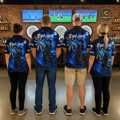 Custom Skeleton Pirate Dart Shirt for Men Turquoise Dart Jersey Polo & Quarter-Zip DHT59