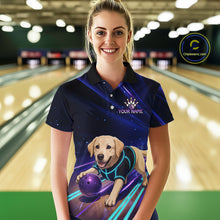 Load image into Gallery viewer, Neon Funny Labrador Retriever Bowling Shirt for Women Custom Bowling Team Jersey Polo &amp; 1/4-Zip QZT992