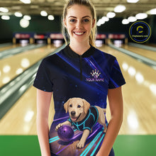 Load image into Gallery viewer, Neon Funny Labrador Retriever Bowling Shirt for Women Custom Bowling Team Jersey Polo &amp; 1/4-Zip QZT992