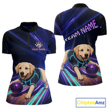 Load image into Gallery viewer, Neon Funny Labrador Retriever Bowling Shirt for Women Custom Bowling Team Jersey Polo &amp; 1/4-Zip QZT992