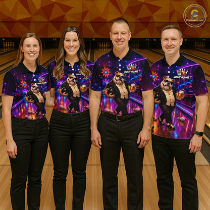 Custom Neon Funny Bulldog Bowling Shirt Bowling Team Jersey for Women Polo & Quarter-Zip QZT1228