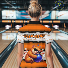 Load image into Gallery viewer, Custom Orange Wombat Bowling Shirt for Women Bowling League Jersey Polo &amp; 1/4-Zip Bowling Outfit QZT925