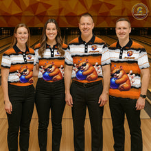 Load image into Gallery viewer, Custom Orange Wombat Bowling Shirt for Men Bowling League Jersey Polo &amp; 1/4-Zip Bowling Outfit QZT925