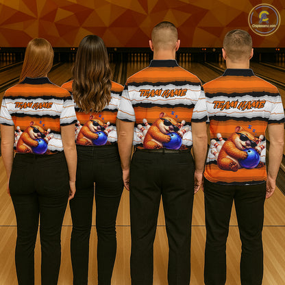 Custom Orange Wombat Bowling Shirt for Men Bowling League Jersey Polo & 1/4-Zip Bowling Outfit QZT925