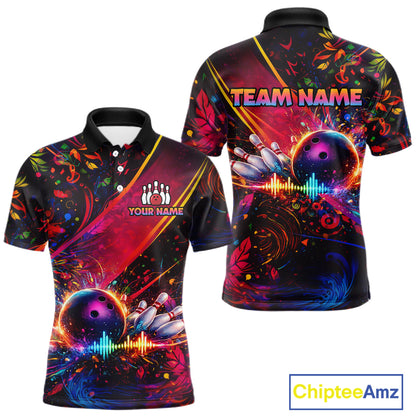Custom Retro Music Bowling Shirt for Men Bowling Jersey Polo & 1/4-Zip Bowling Tournament QZT954