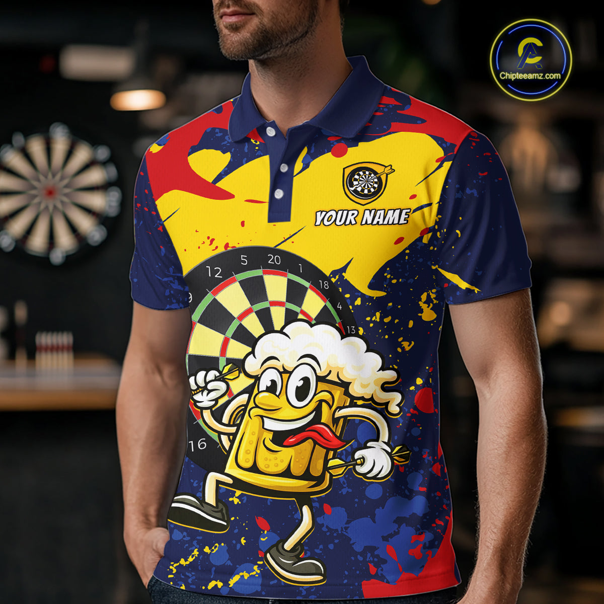 Funny Beer Dartboard Shirt for Men Custom Dart Team Jersey Polo & Quarter-Zip DHT39