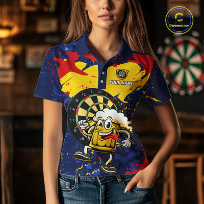 Funny Beer Dartboard Shirt for Women Custom Dart Team Jersey Polo & Quarter-Zip DHT39