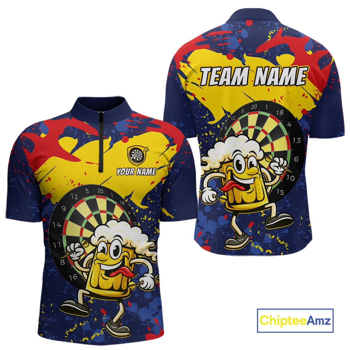 Funny Beer Dartboard Shirt for Men Custom Dart Team Jersey Polo & Quarter-Zip DHT39