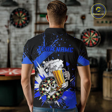 Load image into Gallery viewer, Funny Blue Beer Dartboard Team Shirt for Men Custom Dart Jersey Polo &amp; Quarter-Zip Dart Outfit DHT40