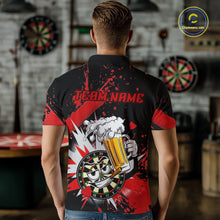 Load image into Gallery viewer, Funny Red Beer Dartboard Team Shirt for Men Custom Dart Jersey Polo &amp; Quarter-Zip Dart Outfit DHT40