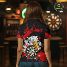 Load image into Gallery viewer, Funny Red Beer Dartboard Team Shirt for Women Custom Dart Jersey Polo &amp; Quarter-Zip Dart Outfit DHT40