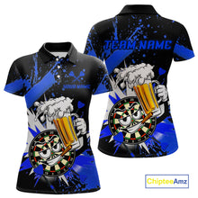 Load image into Gallery viewer, Funny Blue Beer Dartboard Team Shirt for Women Custom Dart Jersey Polo &amp; Quarter-Zip Dart Outfit DHT40