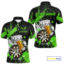 Load image into Gallery viewer, Funny Green Beer Dartboard Team Shirt for Men Custom Dart Jersey Polo &amp; Quarter-Zip Dart Outfit DHT40
