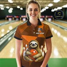 Load image into Gallery viewer, Orange Funny Sloth Bowling Shirt for Women Custom Bowling Jersey Polo &amp; Quarter-Zip Bowling Outfit QZT995
