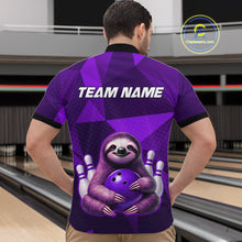 Load image into Gallery viewer, Purple Funny Sloth Bowling Shirt for Men Custom Bowling Jersey Polo &amp; Quarter-Zip Bowling Outfit QZT995