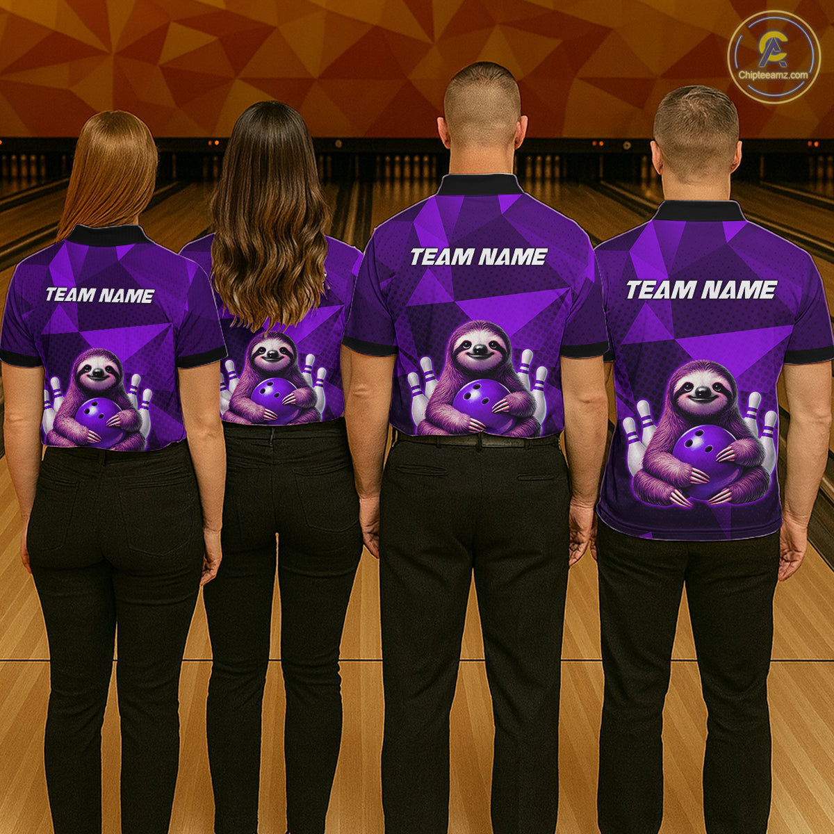 Purple Funny Sloth Bowling Shirt for Women Custom Bowling Jersey Polo & Quarter-Zip Bowling Outfit QZT995