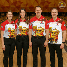 Load image into Gallery viewer, Custom Funny Red Beer Polo Bowling Team Shirt for Women Quarter-Zip Bowling Jersey Outfit QZT820