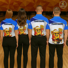 Load image into Gallery viewer, Custom Funny Blue Beer Polo Bowling Team Shirt for Men Quarter-Zip Bowling Jersey Outfit QZT820