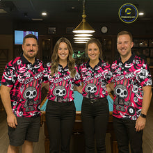 Load image into Gallery viewer, Custom Pink Skull Bunny Billiard Shirt for Women Gothic Billiard Team Jersey Polo &amp; Quarter-Zip BHT30