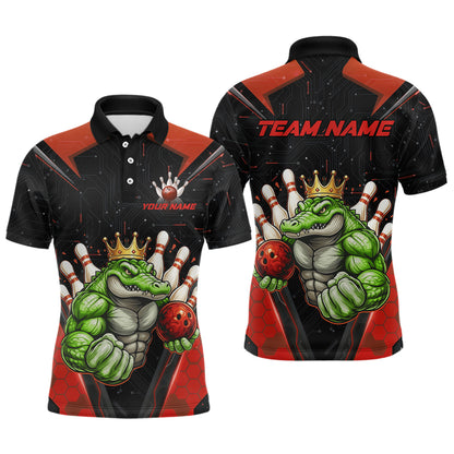 Custom Funny Red Crocodile Bowling Shirt Alligator Bowling Jersey for Men Polo & 1/4 Zip QZT823