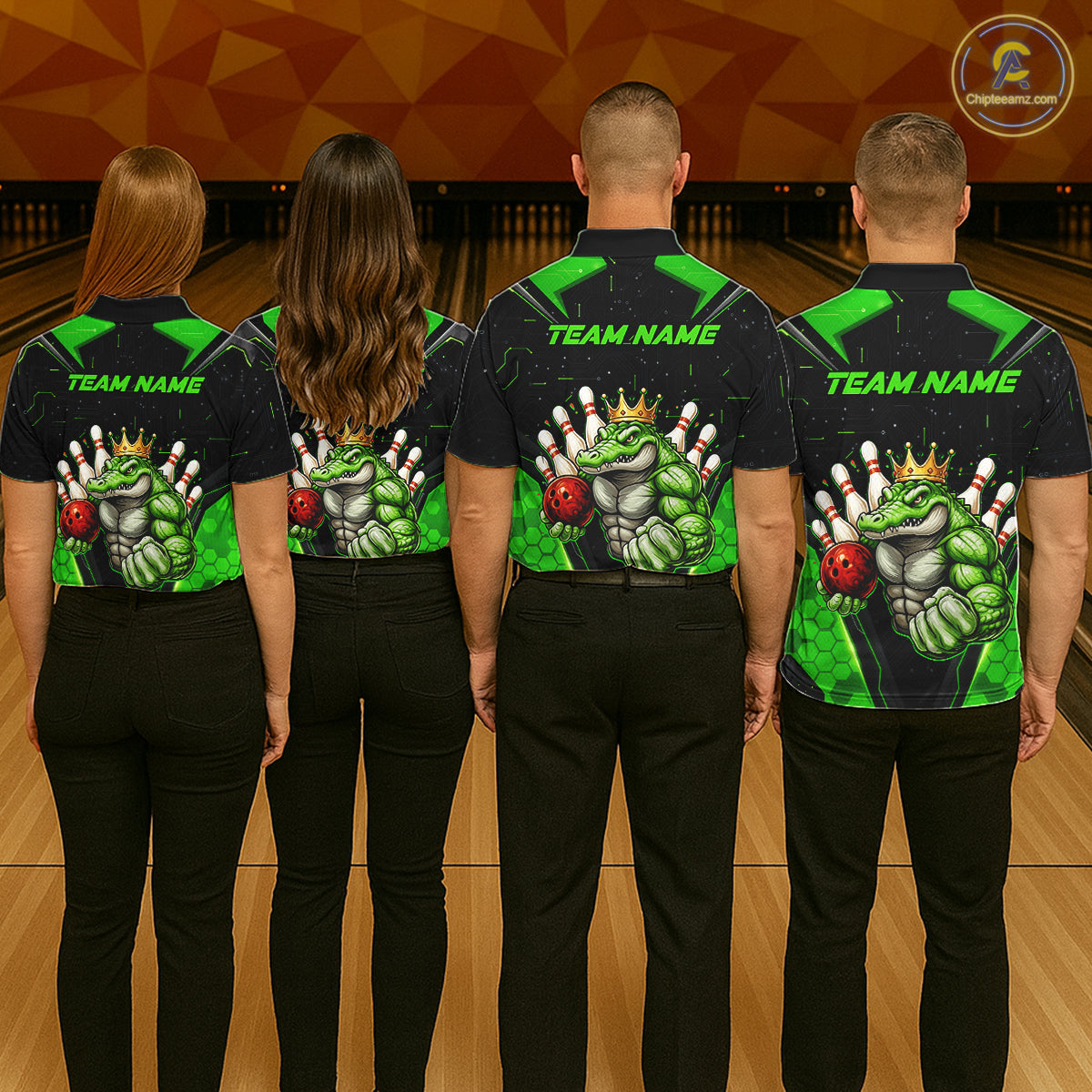Custom Funny Green Crocodile Bowling Shirt Alligator Bowling Jersey for Men Polo & 1/4 Zip QZT823