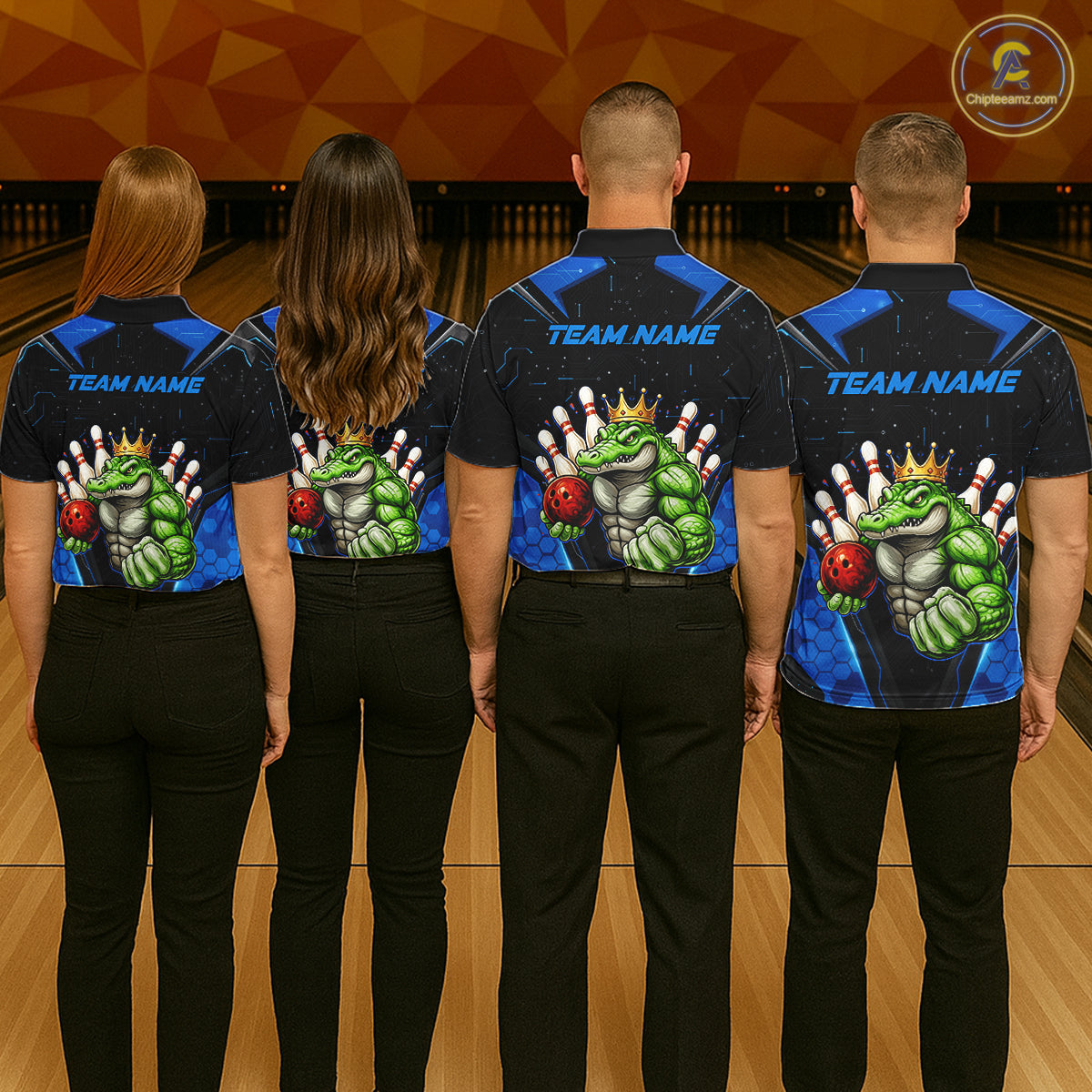 Custom Funny Blue Crocodile Bowling Shirt Alligator Bowling Jersey for Men Polo & 1/4 Zip QZT823