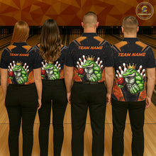 Load image into Gallery viewer, Custom Funny Orange Crocodile Bowling Shirt Alligator Bowling Jersey for Women Polo &amp; 1/4 Zip QZT823