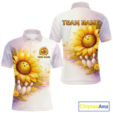 Load image into Gallery viewer, Custom Gradient Sunflower Bowling Shirt for Men Bowling Team Jersey Polo &amp; Quarter-Zip QZT963