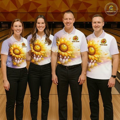 Custom Gradient Sunflower Bowling Shirt for Men Bowling Team Jersey Polo & Quarter-Zip QZT963
