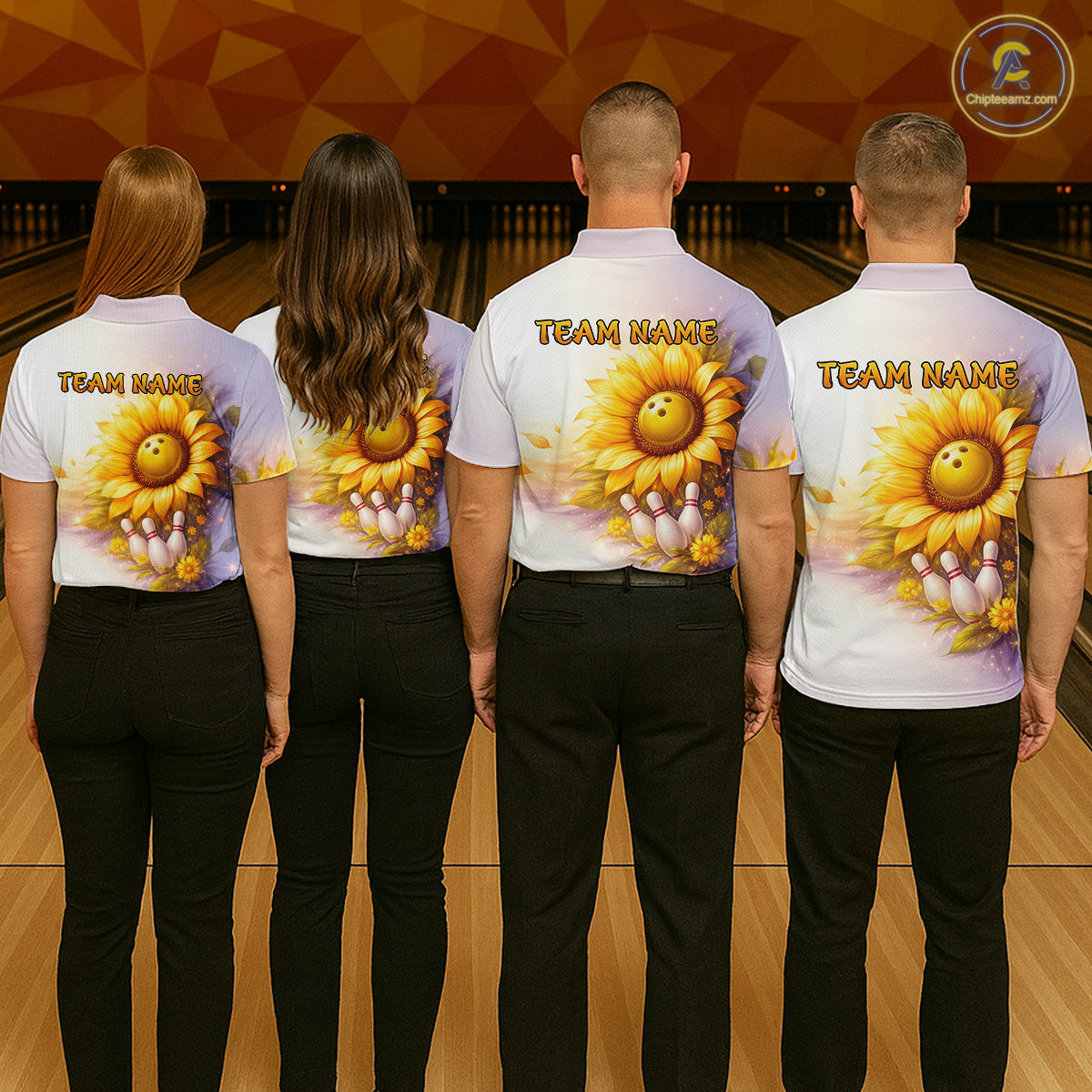 Custom Gradient Sunflower Bowling Shirt for Men Bowling Team Jersey Polo & Quarter-Zip QZT963