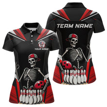 Load image into Gallery viewer, Red Funny Skeleton Bowling Shirt Personalized Bowing Jersey for Women Bowling Team QZT828