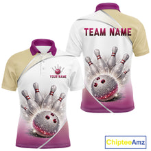 Load image into Gallery viewer, Custom Rhinestone Bowling Shirt for Men Gradient Bowling Team Jersey Polo &amp; Quarter-Zip Bowling Outfit QZT965