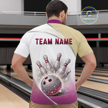 Load image into Gallery viewer, Custom Rhinestone Bowling Shirt for Men Gradient Bowling Team Jersey Polo &amp; Quarter-Zip Bowling Outfit QZT965