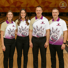 Load image into Gallery viewer, Custom Rhinestone Bowling Shirt for Men Gradient Bowling Team Jersey Polo &amp; Quarter-Zip Bowling Outfit QZT965
