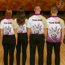 Load image into Gallery viewer, Custom Rhinestone Bowling Shirt for Men Gradient Bowling Team Jersey Polo &amp; Quarter-Zip Bowling Outfit QZT965