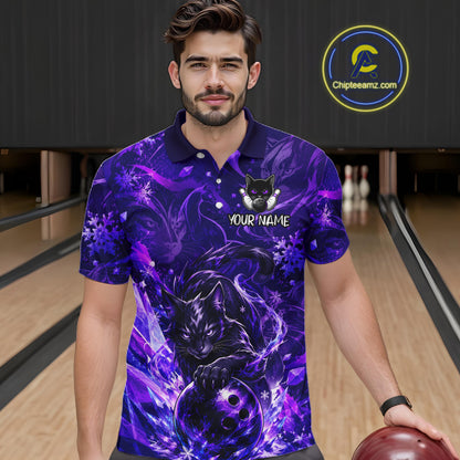 Custom Purple Cat Bowling Team Shirt Bowling Jersey League for Men  Polo & Quarter-Zip QZT1053