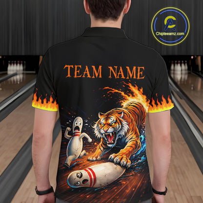 Personalized Tiger Bowling Shirt Orange Funny Bowling Team League Jersey for Men QZT832