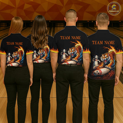 Personalized Tiger Bowling Shirt Orange Funny Bowling Team League Jersey for Men QZT832