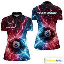 Load image into Gallery viewer, Two views of quarter-zip shirts with a pool ball design and 'Team Name' text.