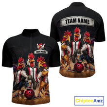 Load image into Gallery viewer, Custom Funny Chicken Family Bowling Shirt for Men Bowling Team Jersey Polo &amp; Quarter-Zip QZT1005