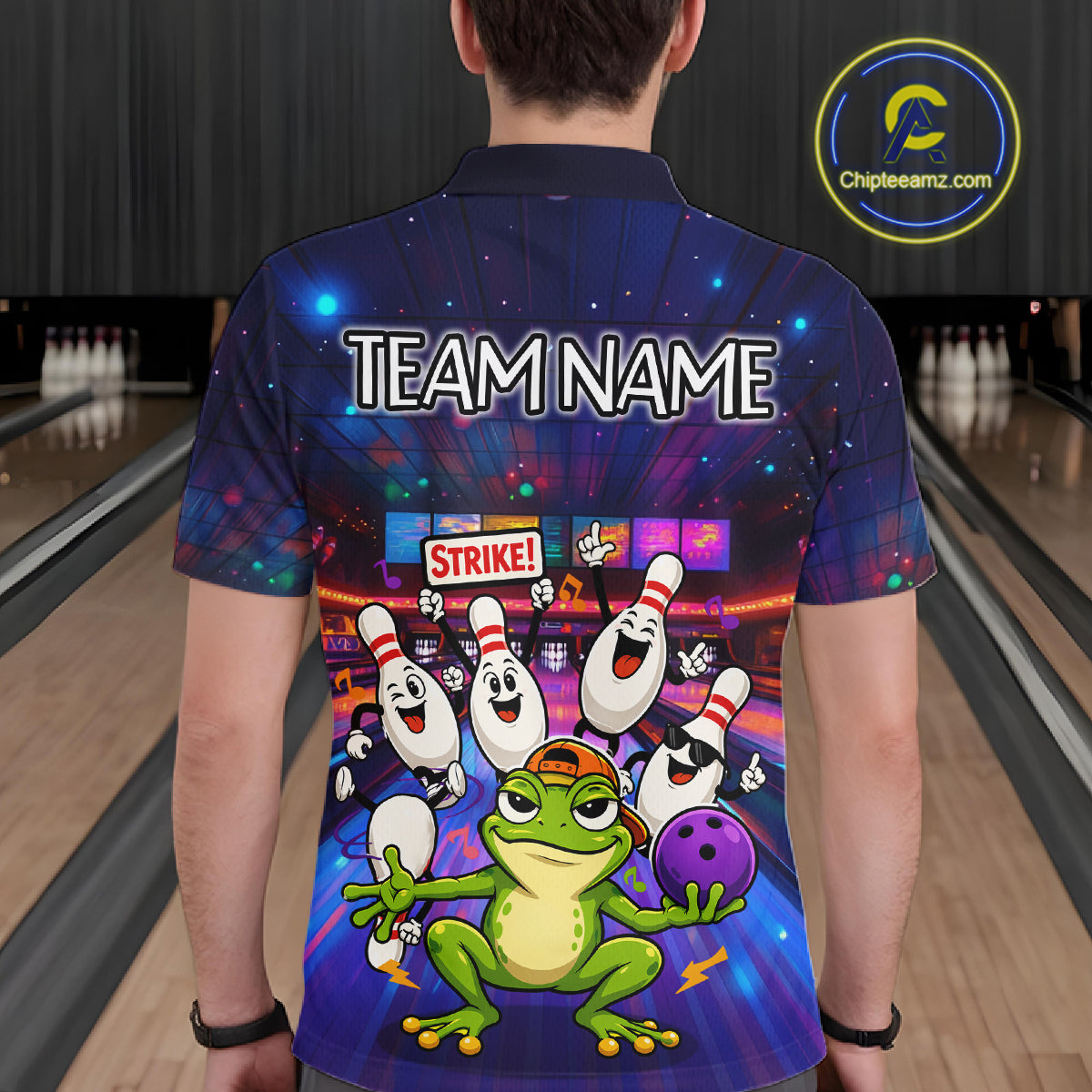 Custom Funny Frog Bowling Shirt for Men Polo & Quarter-Zip Bowling Team Jersey League QZT1006