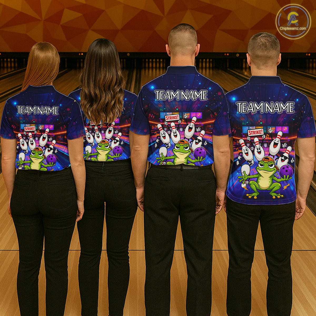 Custom Funny Frog Bowling Shirt for Women Polo & Quarter-Zip Bowling Team Jersey League QZT1006