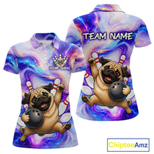 Load image into Gallery viewer, Polo shirt with pug design and 'Team Name' text on a colorful background